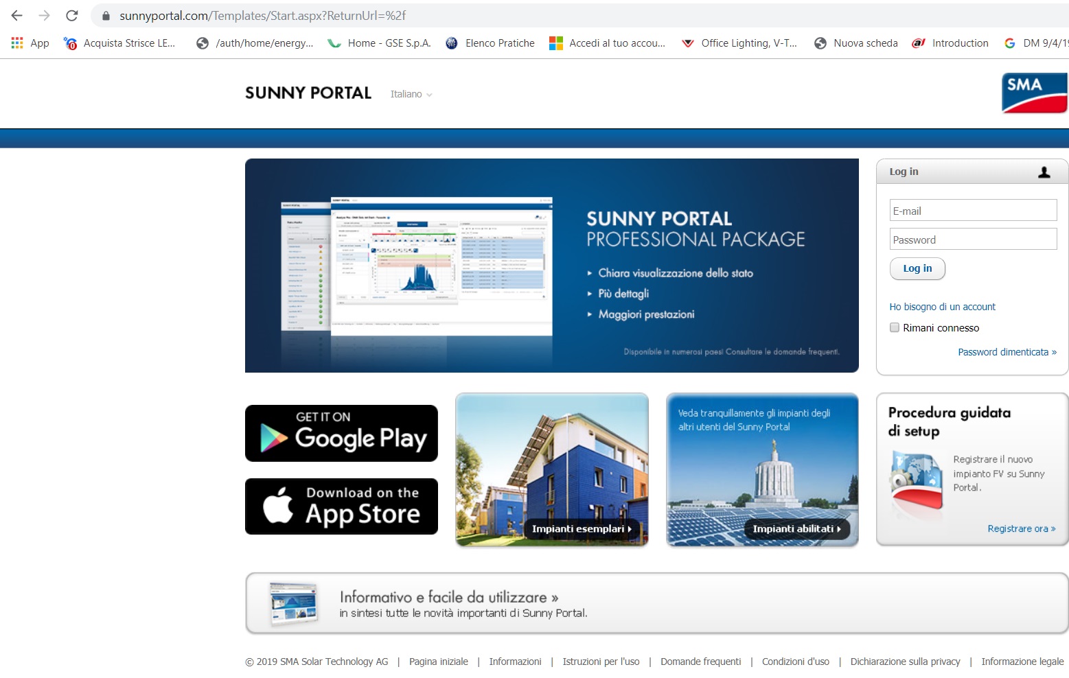 Portale di Monitoraggio SMA Sunny Portal